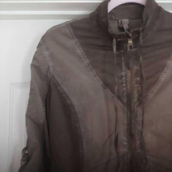 XCVI Womens Military Green Utility Full Zip Grunge Gorpcore Jacket M Stretch - Picture 3 of 12